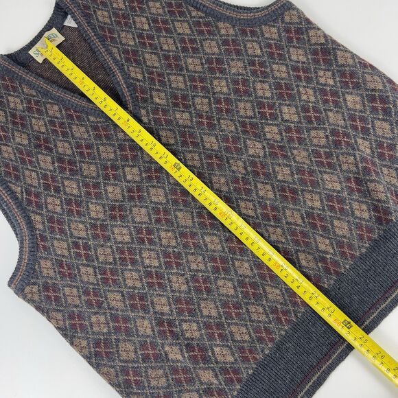 Vtg Wool Blend Sweater Vest XL Argyle Burgundy Gray‎ Made In Italy Scholar Golf - Picture 9 of 10